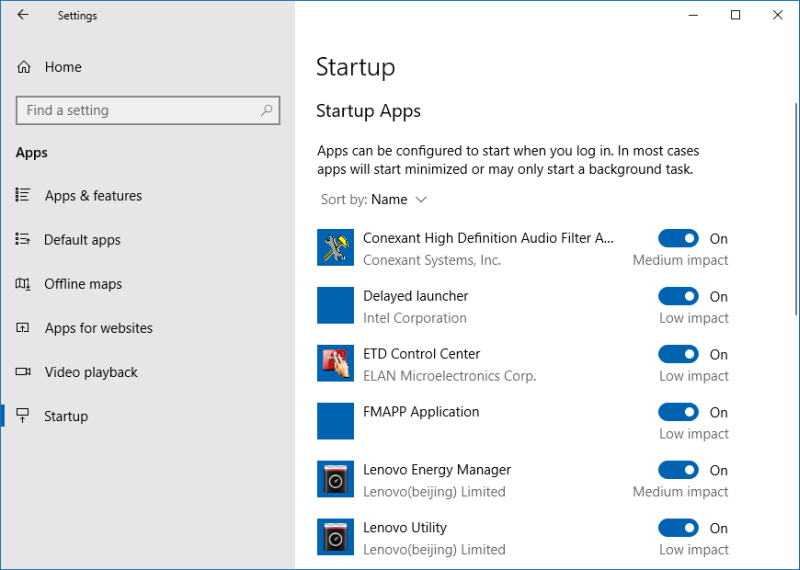Startup programs, better control