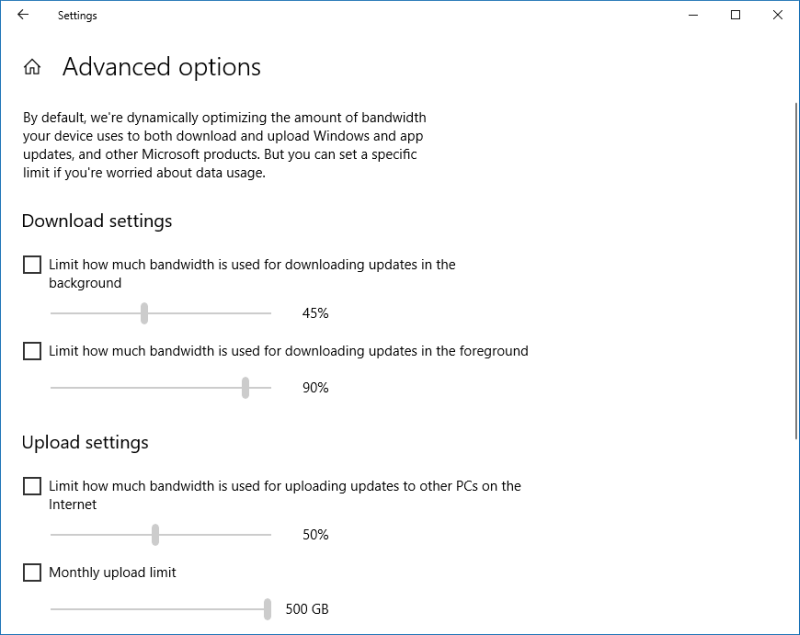 Advanced update options
