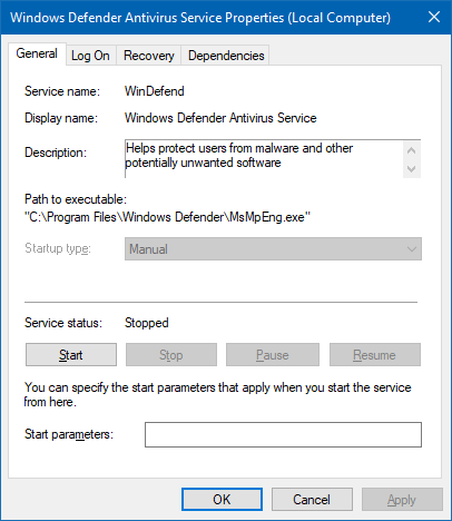 Windows Defender turned on