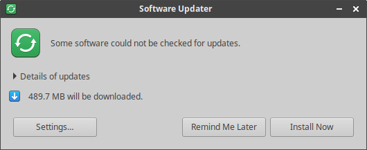 Cannot check updates