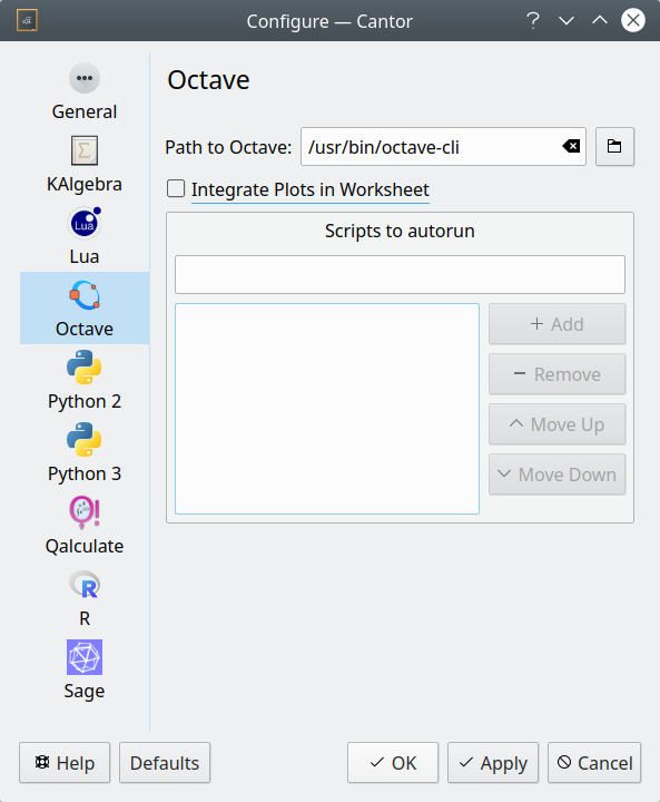 Settings, plots and worksheets