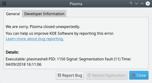 Crash on system tray tweaks