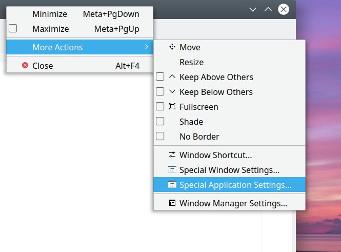 Special app settings