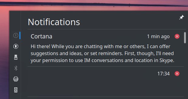 Notifications, Cortana