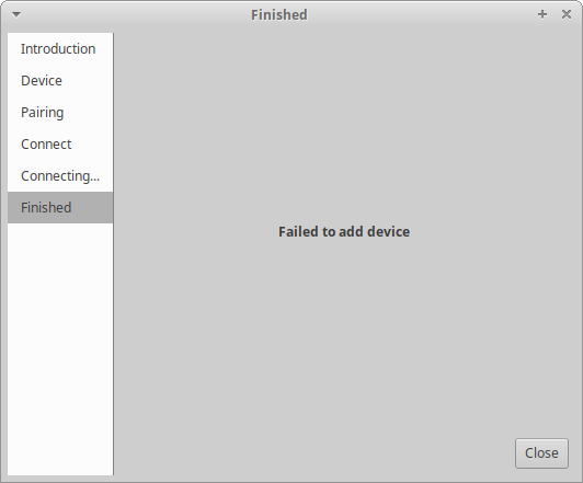 Bluetooth pairing failed