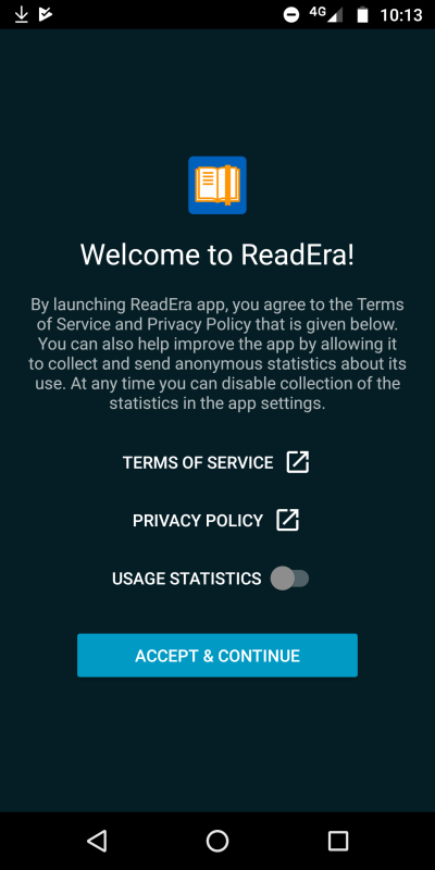 Per app usage, ReadEra example