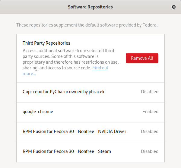 Software repo settings
