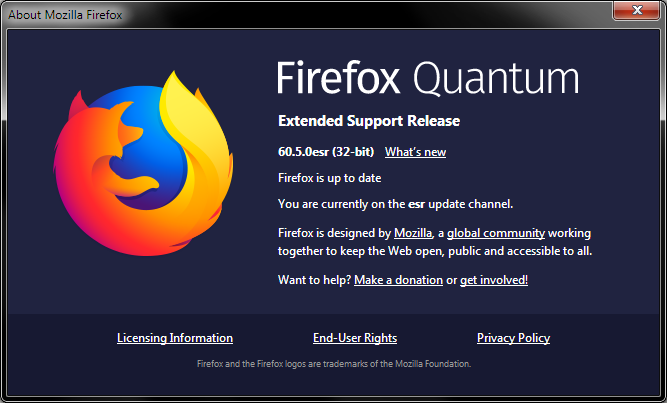 Switch to Firefox 60 ESR