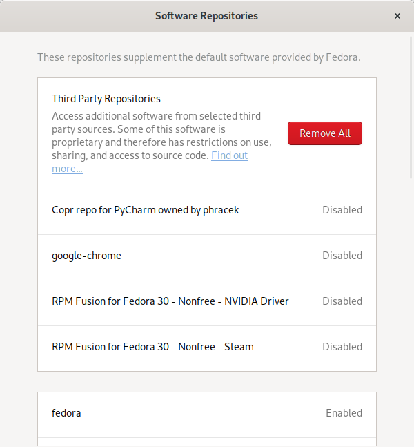 Repos added but disabled