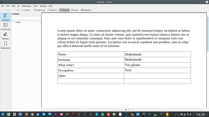 Okular, same file, with changes