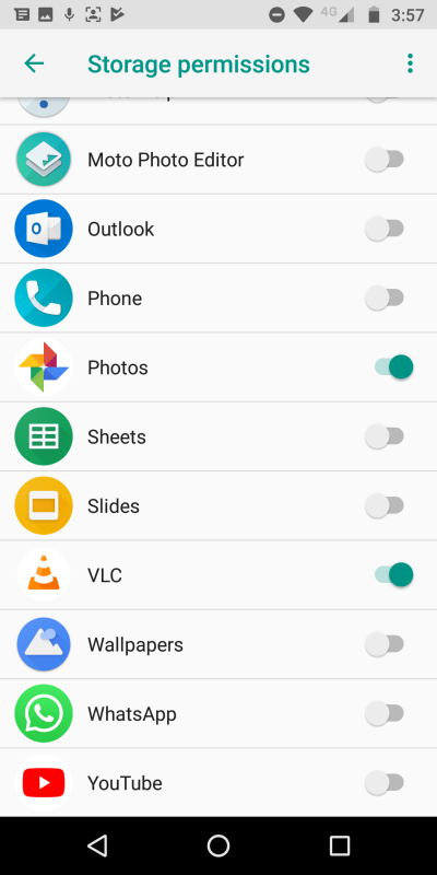 App permissions, details
