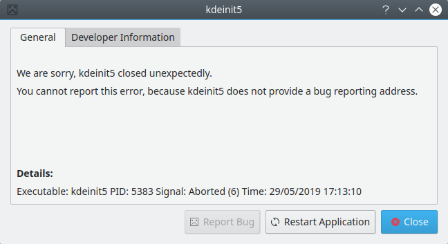Kdeinit crash