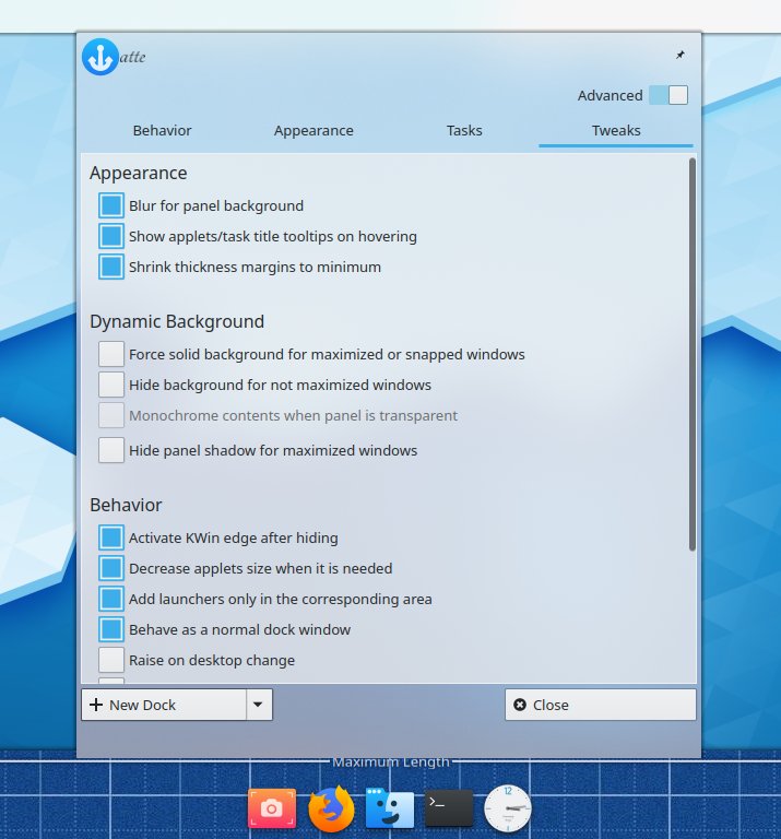 Latte, advanced settings