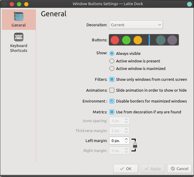 Window buttons settings