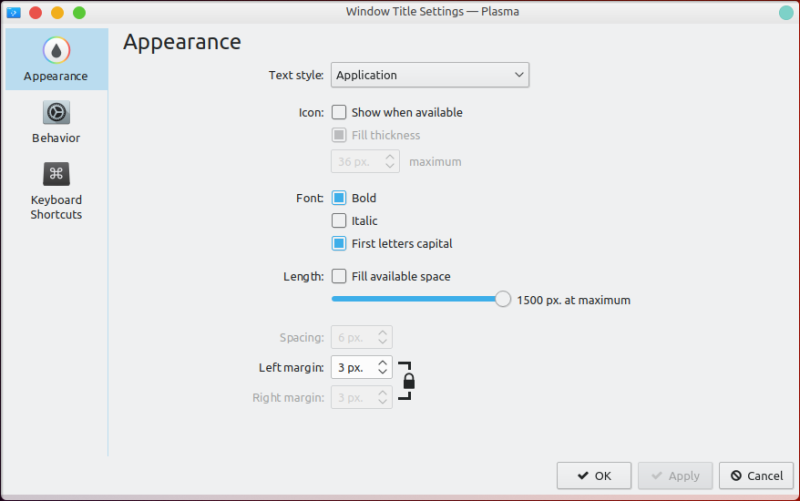 Windows Title settings