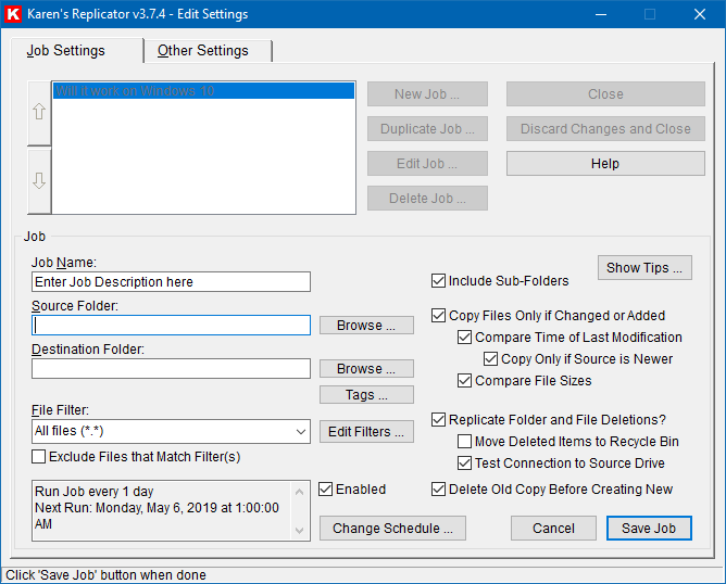 Replicator, job details