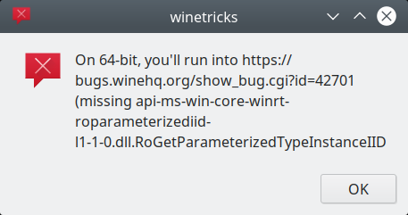 Winetricks, installation in progress