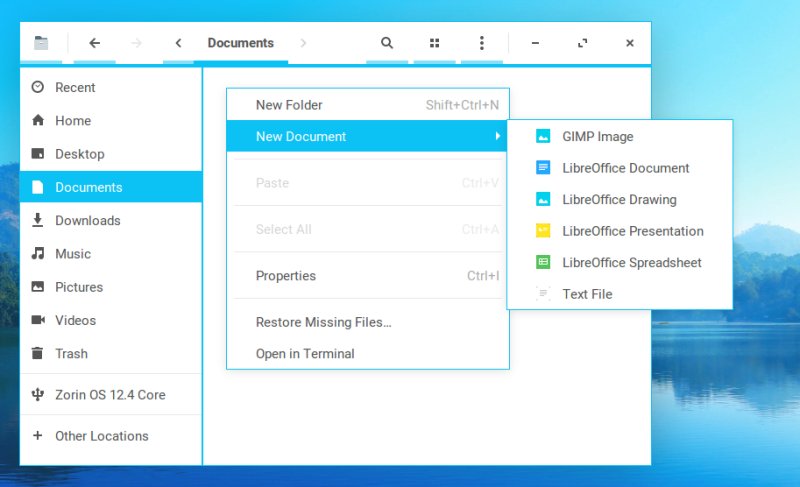 Right click in file manager