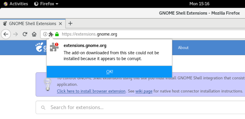 Gnome extension corrupt