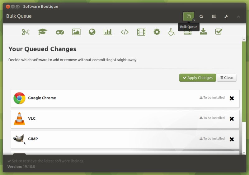 Boutique, bulk install