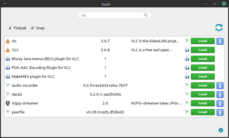 Bauh, search for apps