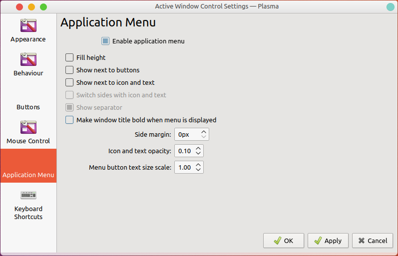 Application menu