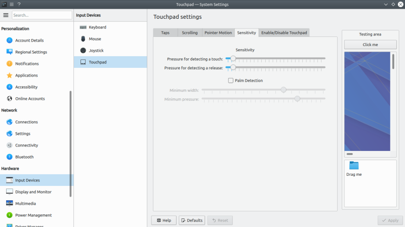 Touchpad sensitivity