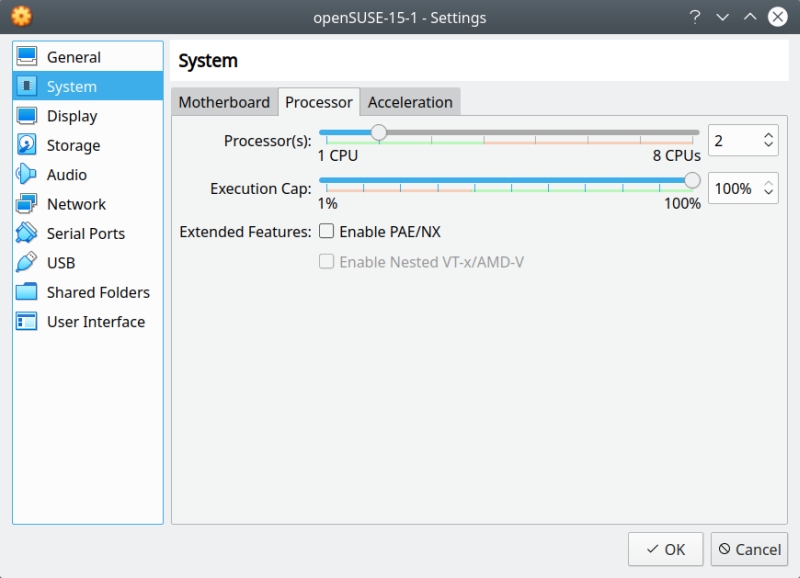 Nested acceleration off