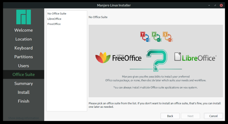 Office suite selection