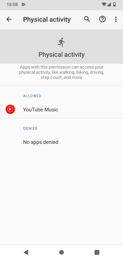 Physical activity permissions