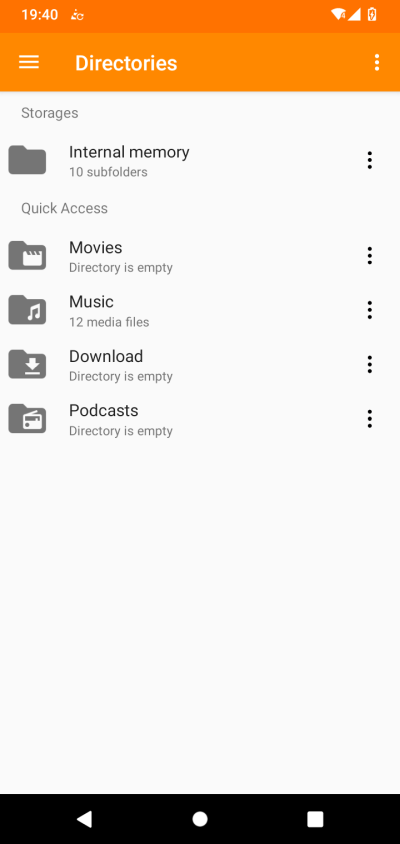 Quick access shows songs