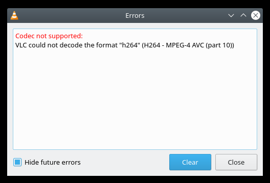VLC, no h.264 codecs
