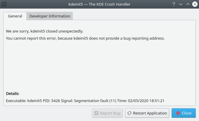 Kdeinit crash