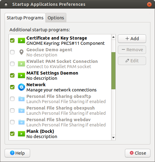 Network Manager, Startup Applications