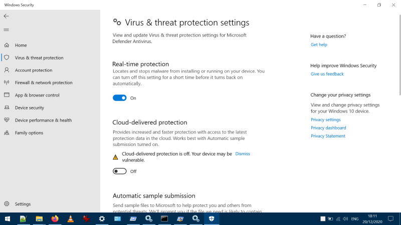 AV protection turned itself on