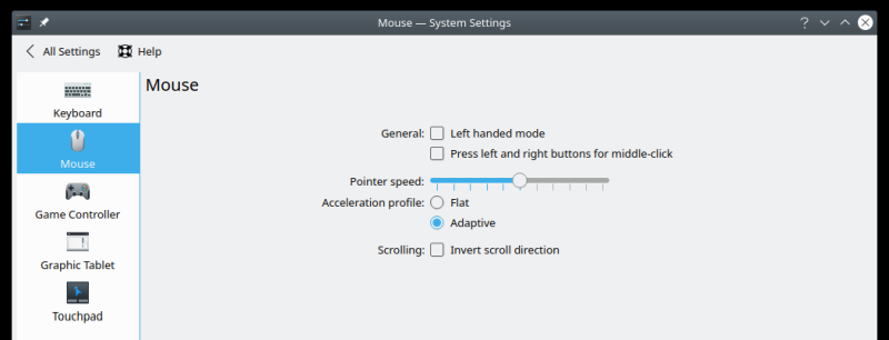 Mouse settings