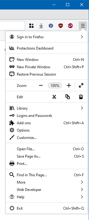 Menus before, Windows 10