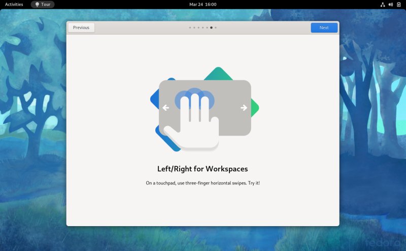 Touchpad info in Fedora tour