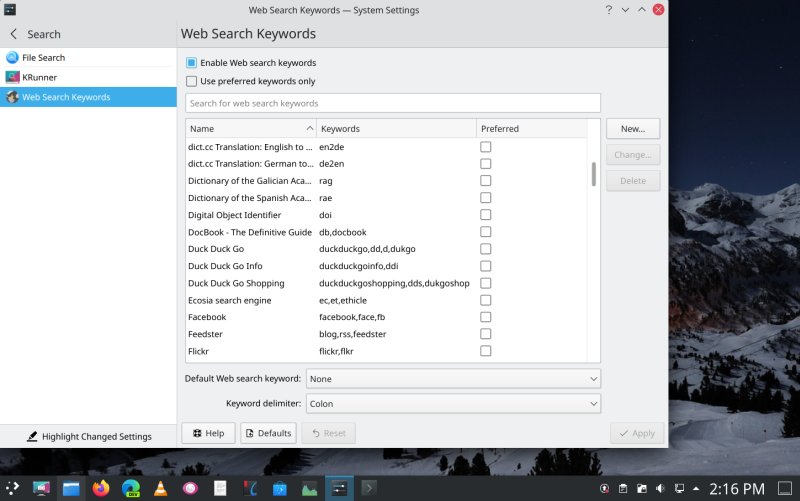 Web search keywords list