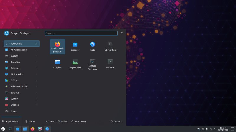 Desktop menu