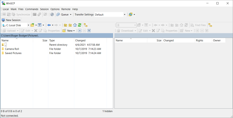 Main view, two panes
