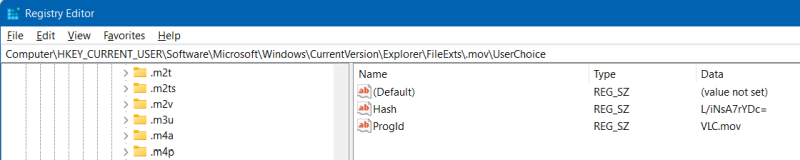 Hash, in the registry