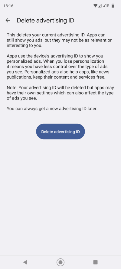 Delete & reset ad ID