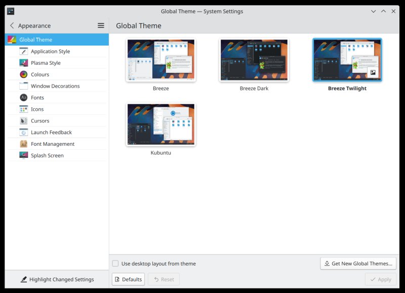 Window decorations, desktop theme