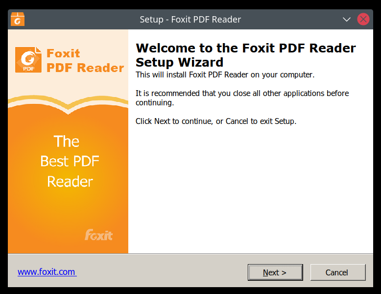 Foxit Reader installation wizard