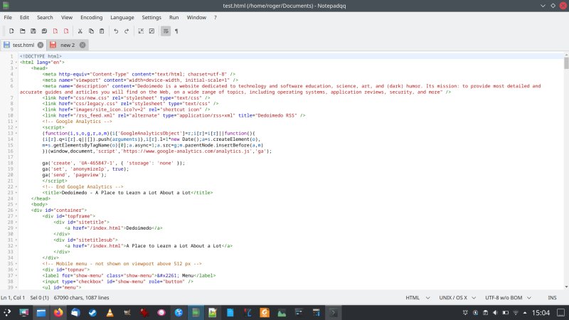 Working with Notepadqq