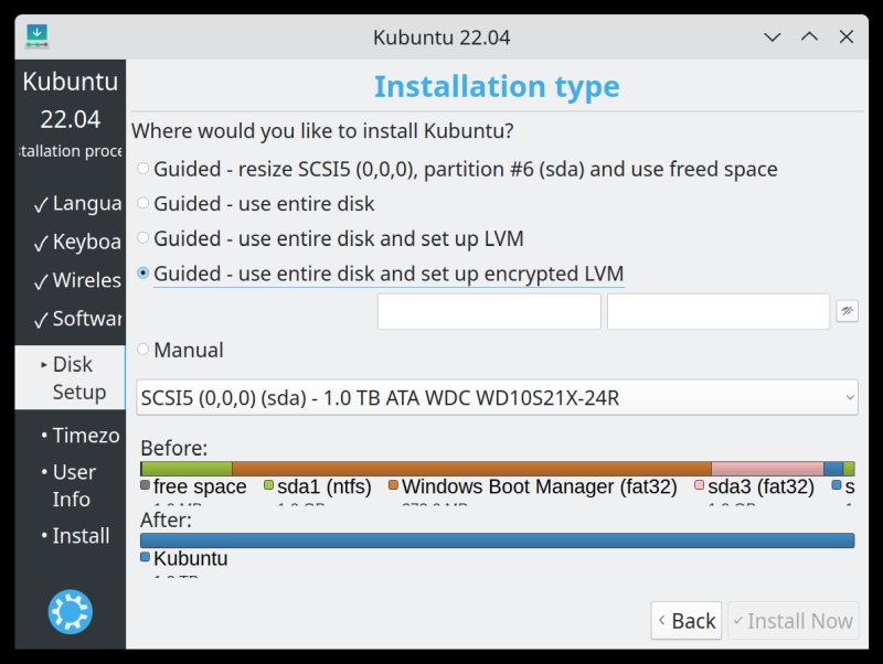 Partitioning, encryption