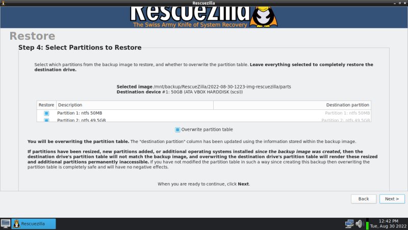 Overwrite partition table