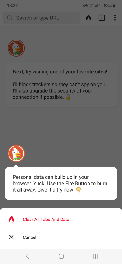 Fire button message