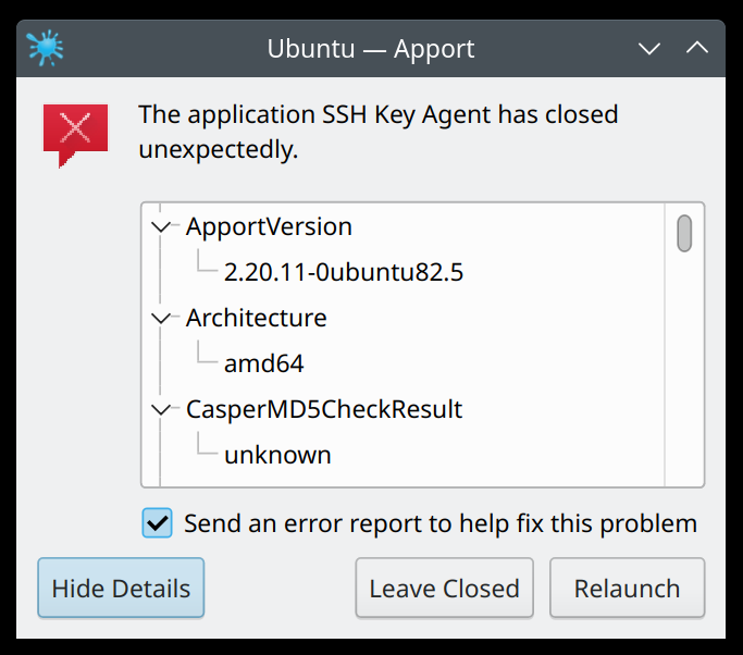 SSH Key Agent crash